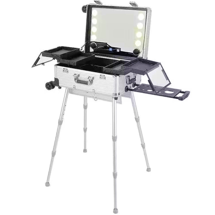 Face Painting Portable Station 24 inches with LED Lights Orange Silver