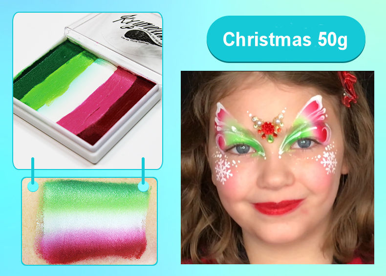 Kryvaline Face and Body Paint Split Cakes 50g Christmas - Kryvaline Body Art Makeup | Glitter Tattoos, Face & Body Paint, Design - Kryvaline Body Art Makeup