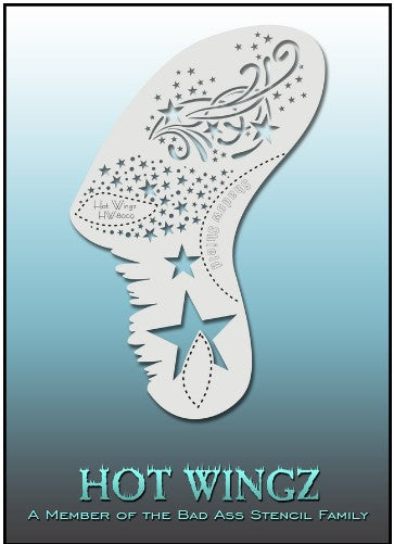 Hot Wingz Stencils 8009 - Kryvaline Body Art Makeup | Glitter Tattoos, Face & Body Paint, Design - Kryvaline Body Art Makeup