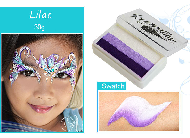 Kryvaline One Stroke 30g Split Cakes Lilac - Kryvaline Body Art Makeup | Glitter Tattoos, Face & Body Paint, Design - Kryvaline Body Art Makeup