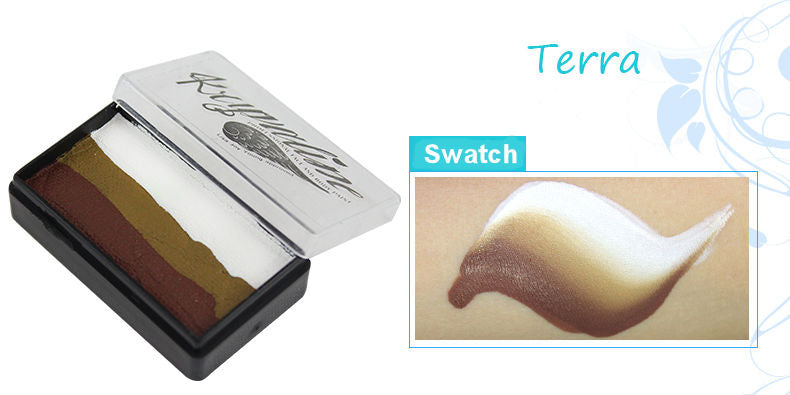 Kryvaline One Stroke 30g Split Cakes Terra - Kryvaline Body Art Makeup | Glitter Tattoos, Face & Body Paint, Design - Kryvaline Body Art Makeup