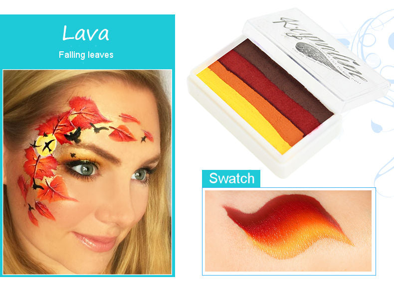 Kryvaline One Stroke 30g Split Cakes Lava - Kryvaline Body Art Makeup | Glitter Tattoos, Face & Body Paint, Design - Kryvaline Body Art Makeup