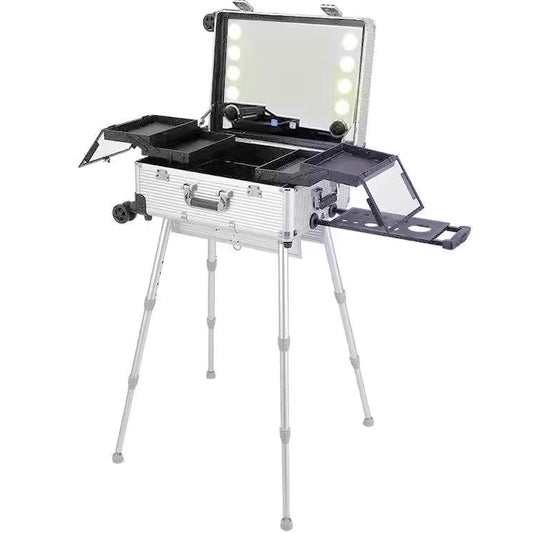 Face Painting Portable Station 24 inches with LED Lights Orange Silver