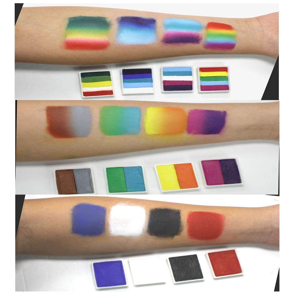 Face Painting kit Kryvaline Professionals with Stencils, Brushes and Fine Glitters in Spill Proof Bottle Plus Skin Jewels - Kryvaline Body Art Makeup | Glitter Tattoos, Face & Body Paint, Design - Kryvaline Body Art Makeup