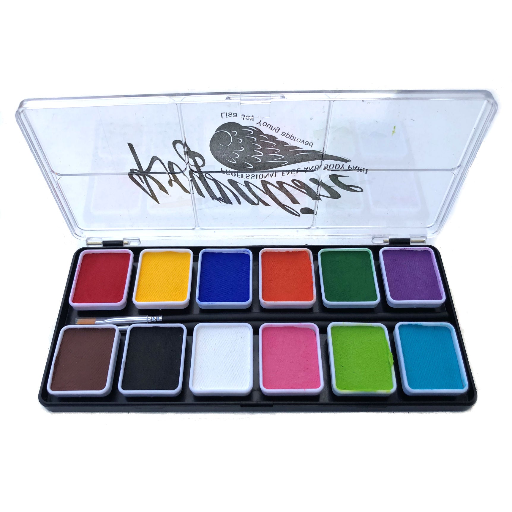 Kryvaline 12 Single Matte Colors Palette 6g Each - Kryvaline Body Art Makeup | Glitter Tattoos, Face & Body Paint, Design - Kryvaline Body Art Makeup