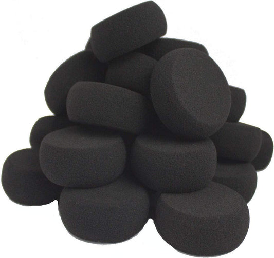 Black Sponges High Density Round 20 Pieces 40 Half Moon for Face and Body Painting - Kryvaline Body Art Makeup | Glitter Tattoos, Face & Body Paint, Design - Kryvaline Body Art Makeup