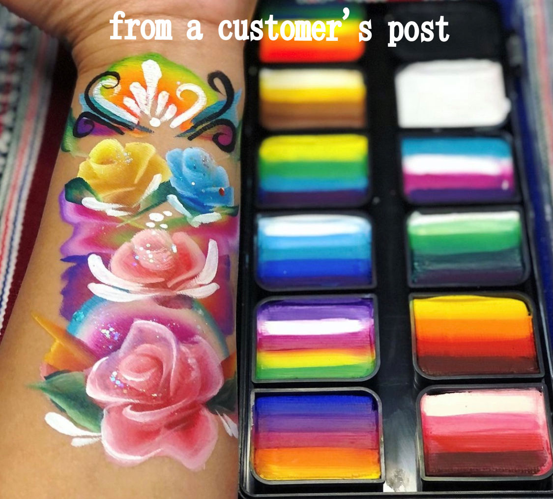 Face Painting Split Cake Palette 10g each with Colors Combinations for Popular Designs - Kryvaline Body Art Makeup | Glitter Tattoos, Face & Body Paint, Design - Kryvaline Body Art Makeup