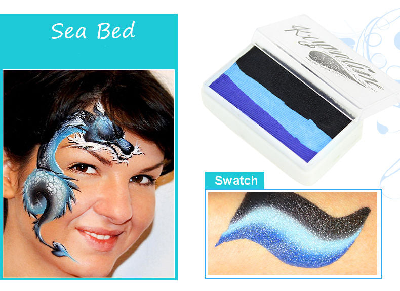 Kryvaline One Stroke 30g Split Cakes Sea Bed - Kryvaline Body Art Makeup | Glitter Tattoos, Face & Body Paint, Design - Kryvaline Body Art Makeup