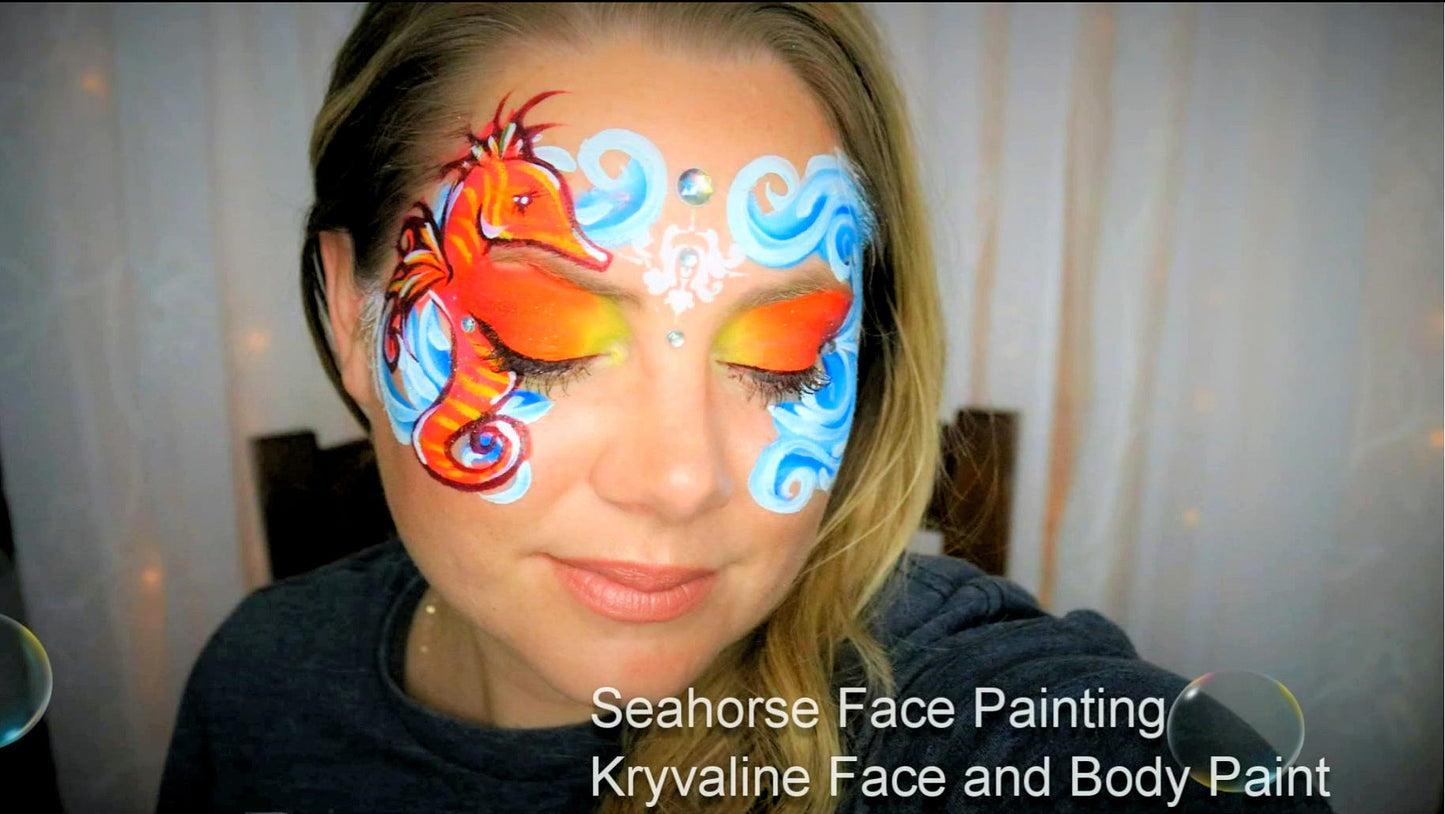 Halloween Face Paint for Adults and Kids Kryvaline Professional Water Activated Palette 10g each Color - Kryvaline Body Art Makeup | Glitter Tattoos, Face & Body Paint, Design - Kryvaline Body Art Makeup